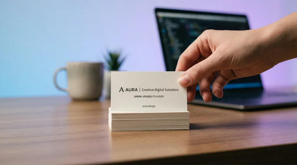 Stack of professionally printed business cards in Qatar ready for delivery showing high-quality print finish