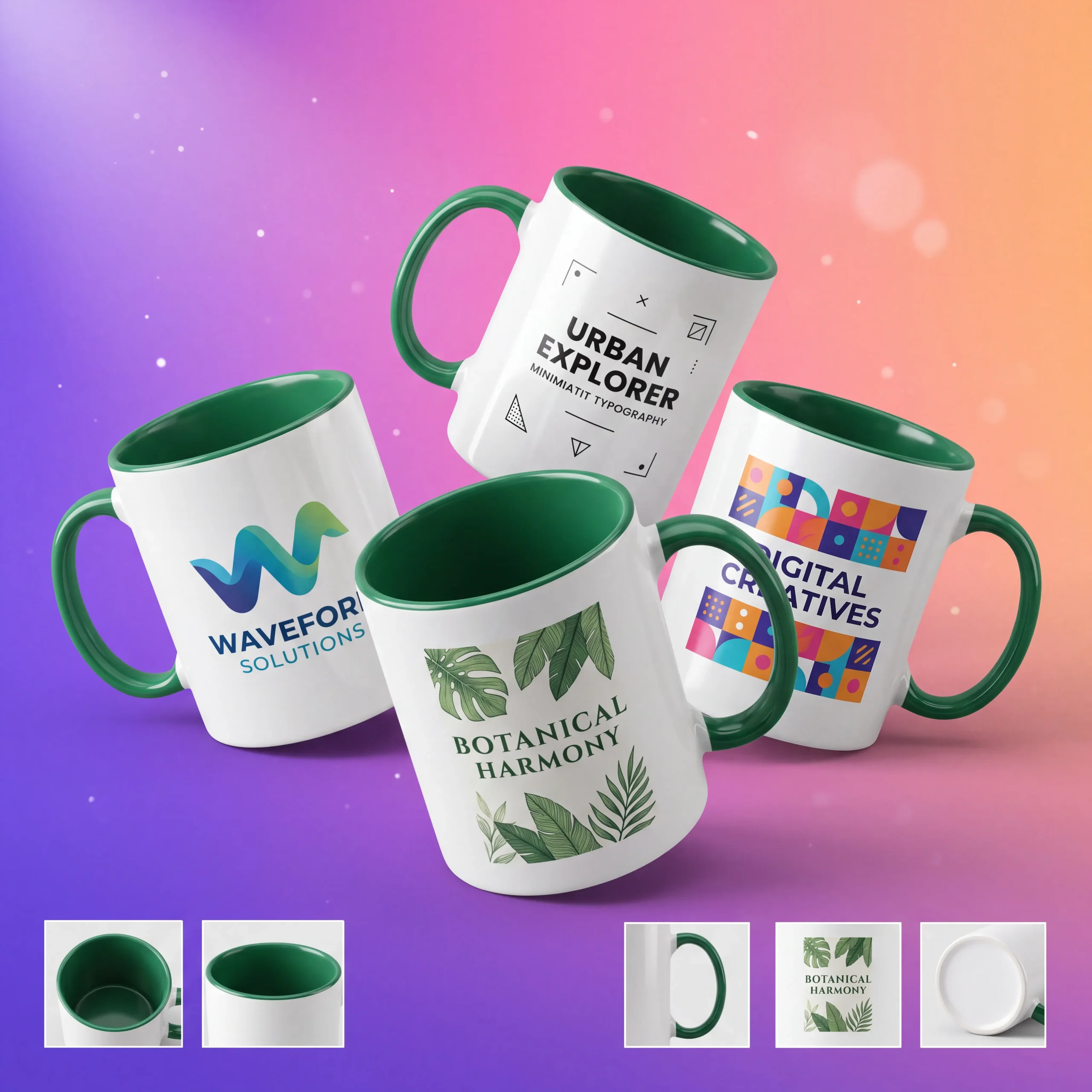 custom two tone green mugs in qatar