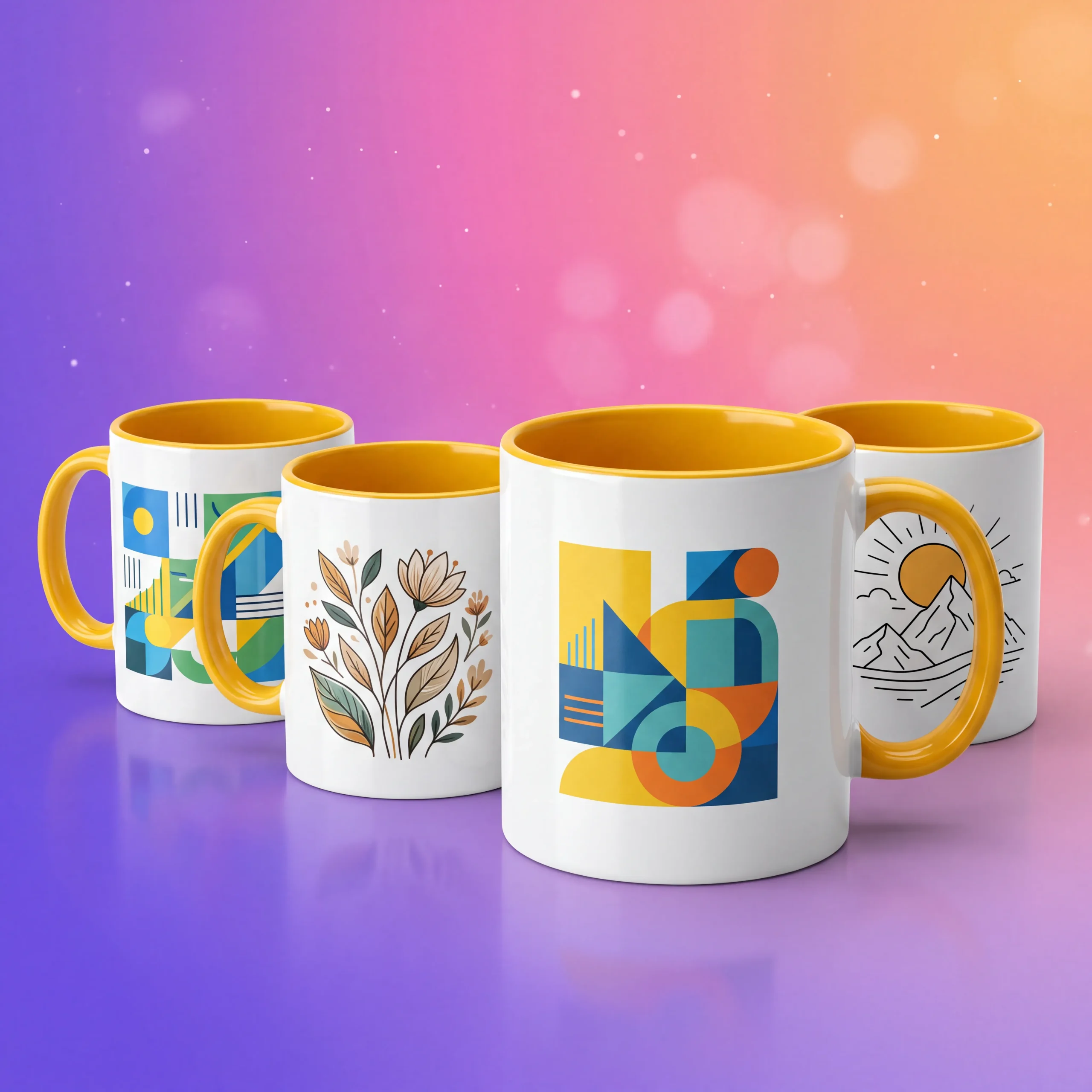 custom two tone yellow mugs in qatar